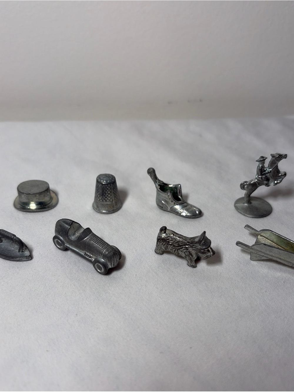 1961 Monopoly Metal Game Pieces Lot of 8 Original Vintage Replacement Tokens